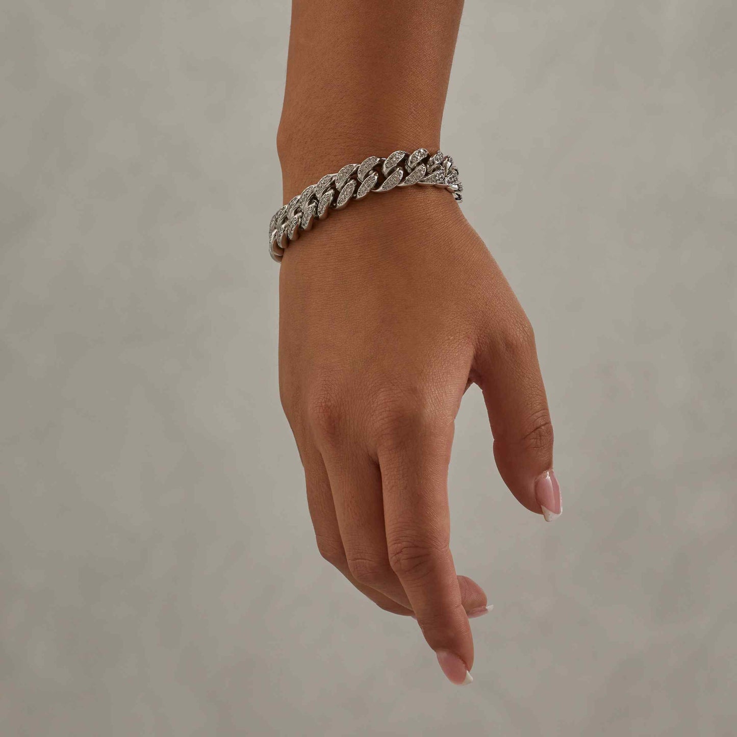 12 MM CUBAN BRACELET - WHITE GOLD