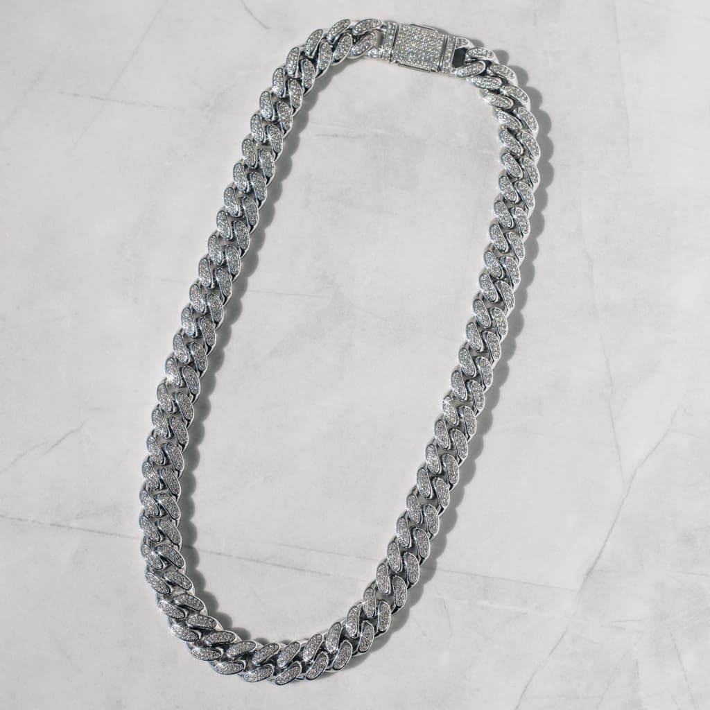 12 MM CUBAN CHAIN - WHITE GOLD