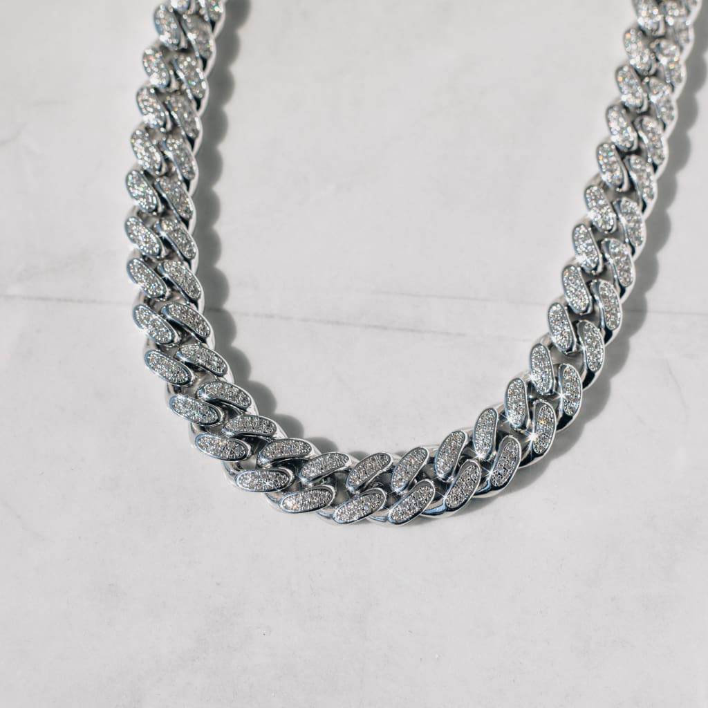 12 MM CUBAN CHAIN - WHITE GOLD